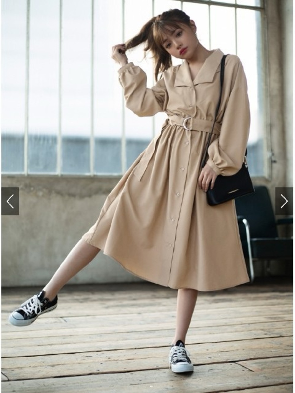Camel Colored Trench Style Dress